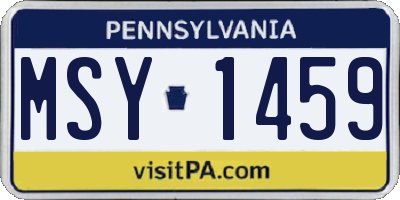 PA license plate MSY1459