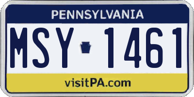 PA license plate MSY1461