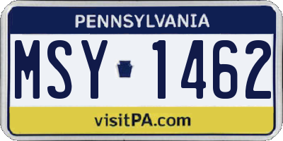 PA license plate MSY1462