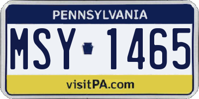 PA license plate MSY1465