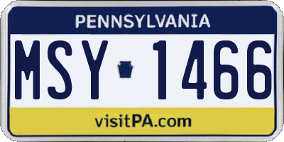 PA license plate MSY1466