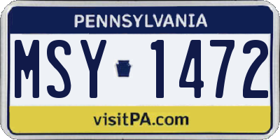 PA license plate MSY1472