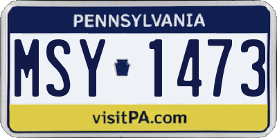 PA license plate MSY1473