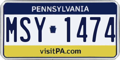 PA license plate MSY1474