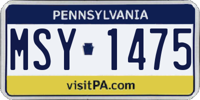 PA license plate MSY1475
