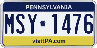 PA license plate MSY1476