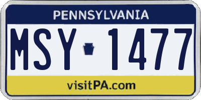 PA license plate MSY1477