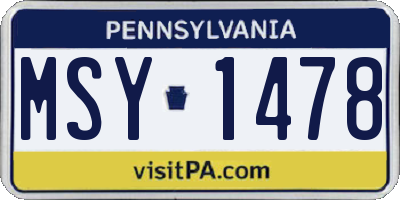 PA license plate MSY1478