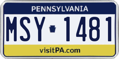 PA license plate MSY1481