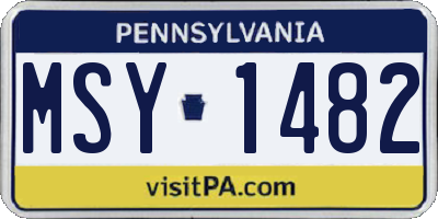 PA license plate MSY1482