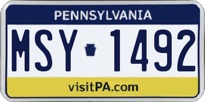 PA license plate MSY1492