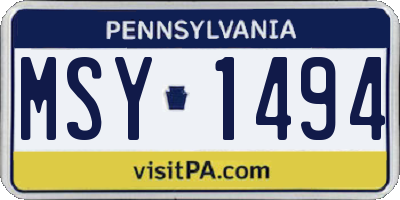 PA license plate MSY1494