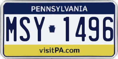 PA license plate MSY1496