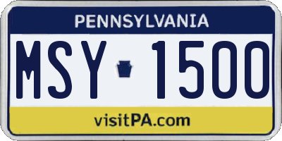 PA license plate MSY1500