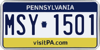 PA license plate MSY1501