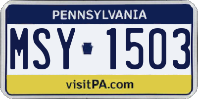 PA license plate MSY1503