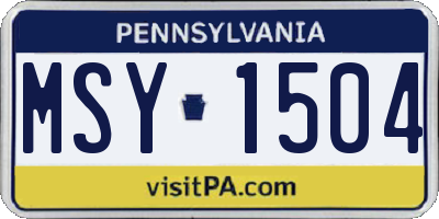 PA license plate MSY1504