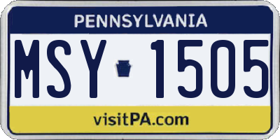 PA license plate MSY1505