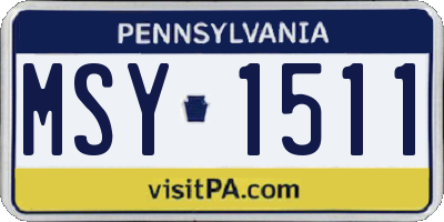 PA license plate MSY1511