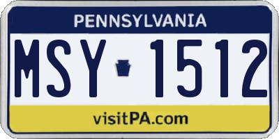 PA license plate MSY1512