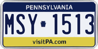 PA license plate MSY1513