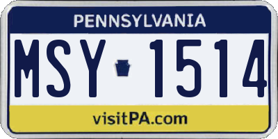 PA license plate MSY1514