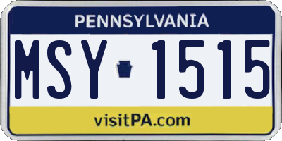 PA license plate MSY1515