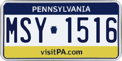 PA license plate MSY1516