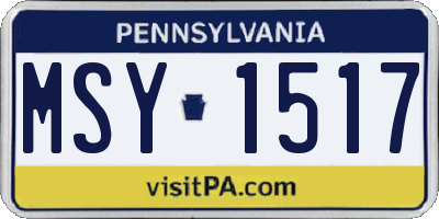 PA license plate MSY1517