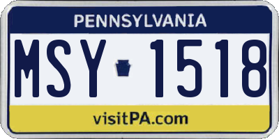 PA license plate MSY1518