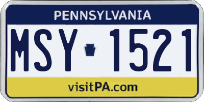 PA license plate MSY1521