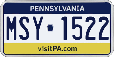 PA license plate MSY1522