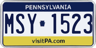 PA license plate MSY1523