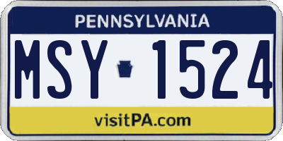 PA license plate MSY1524