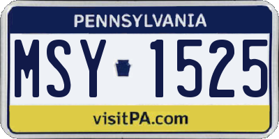 PA license plate MSY1525