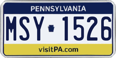 PA license plate MSY1526