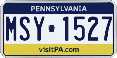 PA license plate MSY1527