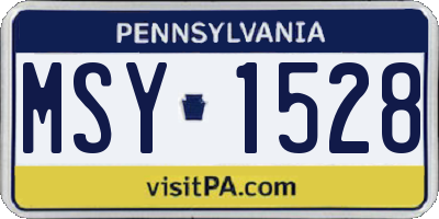 PA license plate MSY1528