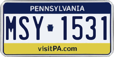 PA license plate MSY1531