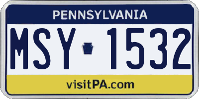 PA license plate MSY1532