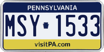PA license plate MSY1533