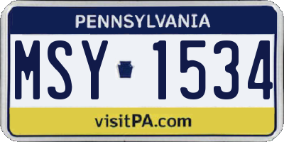 PA license plate MSY1534