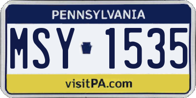 PA license plate MSY1535