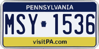 PA license plate MSY1536