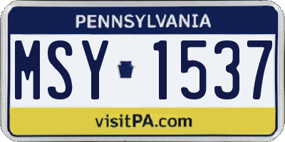 PA license plate MSY1537