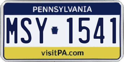 PA license plate MSY1541