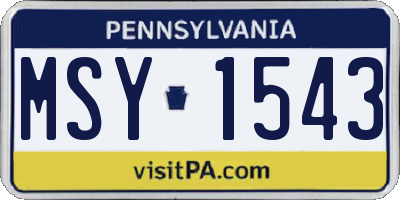 PA license plate MSY1543