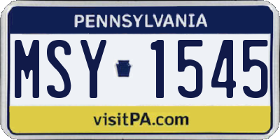 PA license plate MSY1545