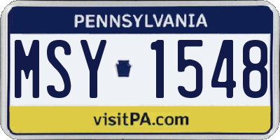 PA license plate MSY1548