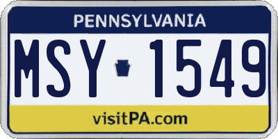 PA license plate MSY1549